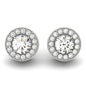 White Gold 14k Round Diamond Milgrain Border Halo Earrings