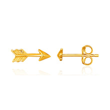 Load image into Gallery viewer, Yellow Gold 14k Single Post Earring with Texture Arrow