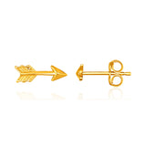 Yellow Gold 14k Single Post Earring with Texture Arrow