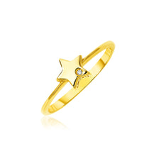 Load image into Gallery viewer, Yellow Gold 14k Polished Star Ring with Diamond