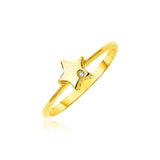 Yellow Gold 14k Polished Star Ring with Diamond