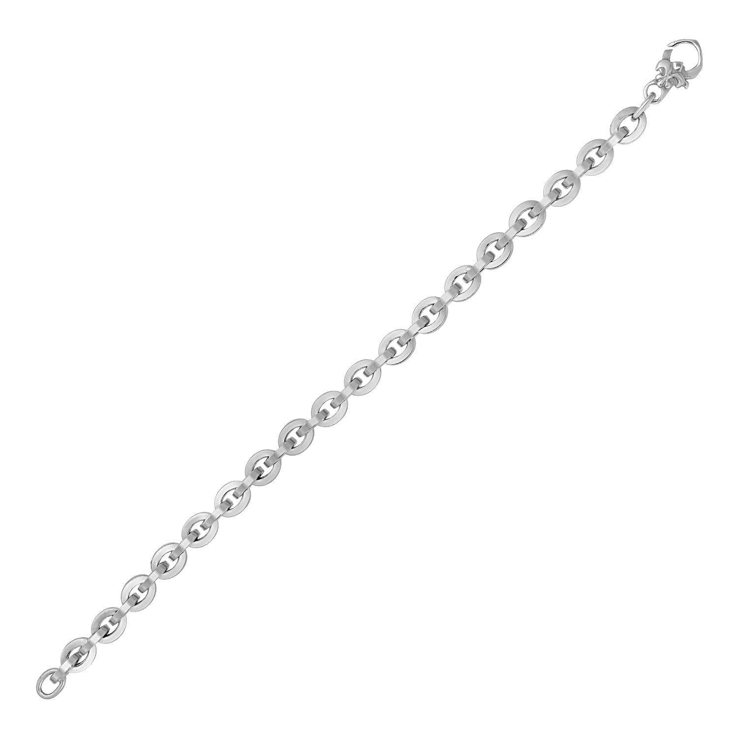 White Gold 14k Shiny Oval Women's Link Bracelet