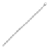 White Gold 14k Shiny Oval Women's Link Bracelet
