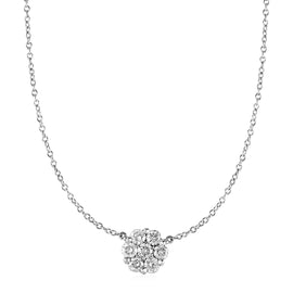 White Gold 14k Women's Necklace with Round Pendant with White Diamonds