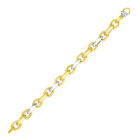 Two-Tone Gold 14k Oval and Graduated Women's Link Bracelet