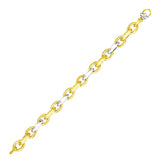 Two-Tone Gold 14k Oval and Graduated Women's Link Bracelet