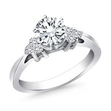 Load image into Gallery viewer, White Gold 14k Cathedral Side Diamond Clusters Engagement Ring