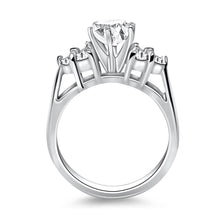 Load image into Gallery viewer, White Gold 14k Cathedral Side Diamond Clusters Engagement Ring