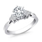 White Gold 14k Cathedral Side Diamond Clusters Engagement Ring