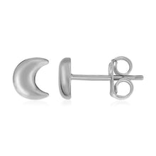 Load image into Gallery viewer, White Gold 14k Post Earrings with Moons in Pushback Clasps