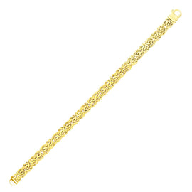 Yellow Gold 14k Women's Byzantine Style Chain Bracelet in Lobster Closure