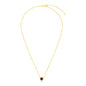 Yellow Gold 14k 17 inch Women's Link Necklace with Round Garnet