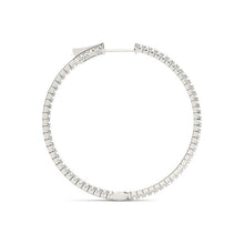 Load image into Gallery viewer, White Gold 14k 1 Slim Two Sided Diamond Hoop Earrings in Hinged Snap Back