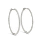 White Gold 14k 1 Slim Two Sided Diamond Hoop Earrings in Hinged Snap Back