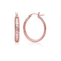 Rose Gold 14k Hammered Oval Hoop Earrings with Snap Lock