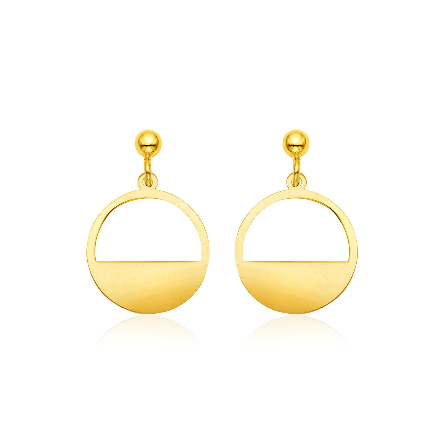 Yellow Gold 14K Half Open Circle Fancy Earrings