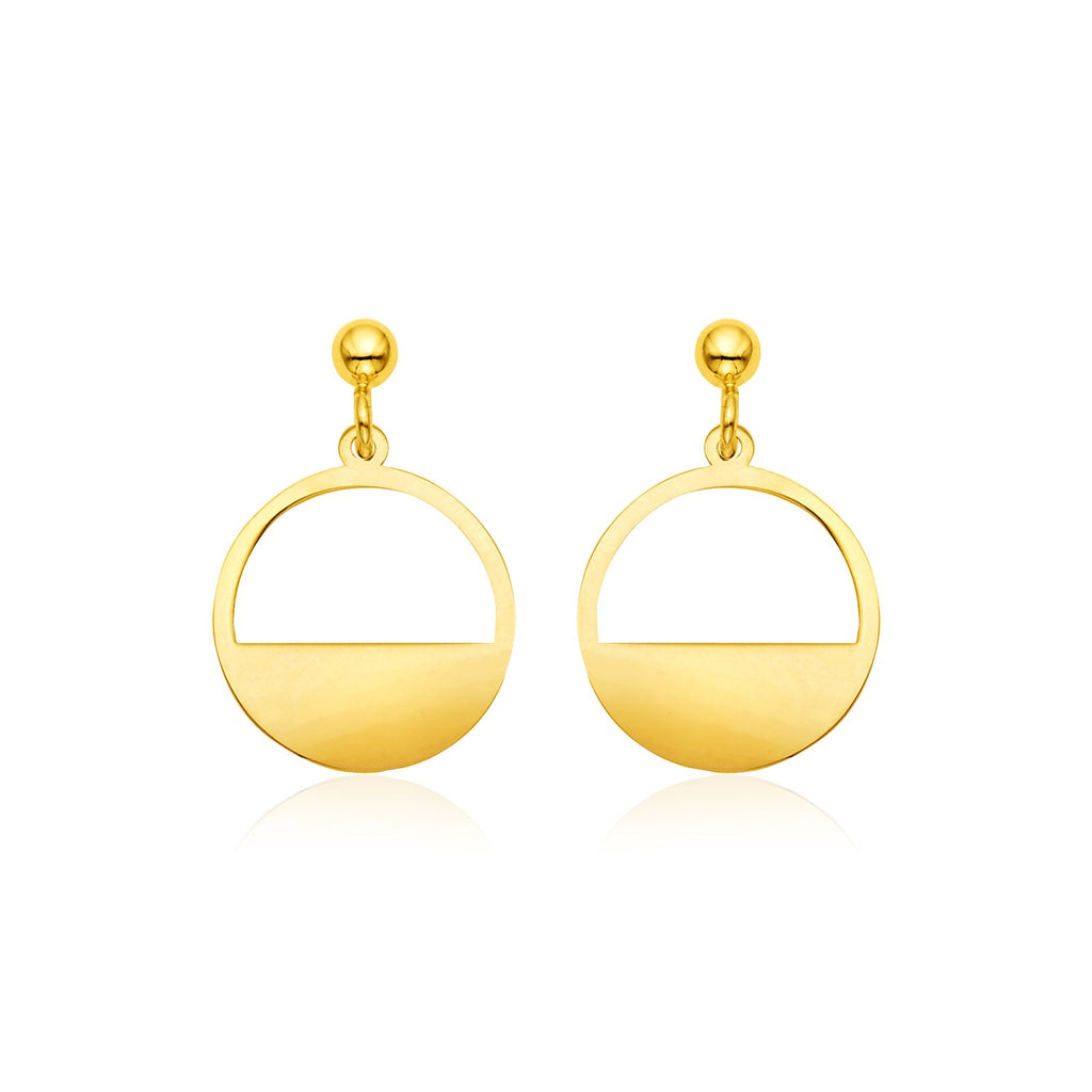 Yellow Gold 14K Half Open Circle Fancy Earrings