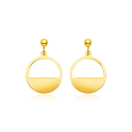 Yellow Gold 14K Half Open Circle Fancy Earrings