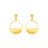 Yellow Gold 14K Half Open Circle Fancy Earrings