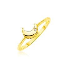 Load image into Gallery viewer, Yellow Gold 14k Polished Moon Ring with Diamond