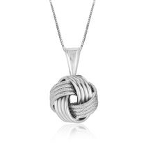 Load image into Gallery viewer, Sterling Silver with a Ridge Textured Love Knot Design Pendant