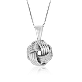 Sterling Silver with a Ridge Textured Love Knot Design Pendant