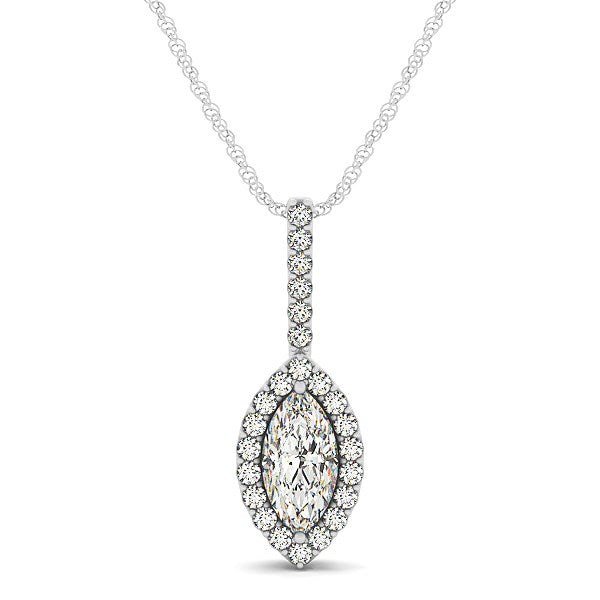 White Gold 14k Marquis Shape Diamond Halo Pendant