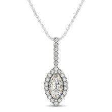 Load image into Gallery viewer, White Gold 14k Marquis Shape Diamond Halo Pendant
