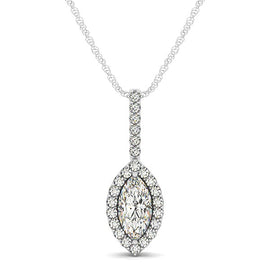 White Gold 14k Marquis Shape Diamond Halo Pendant