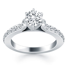 Load image into Gallery viewer, White Gold 14k Curved Shank Pave Diamonds Engagement Ring
