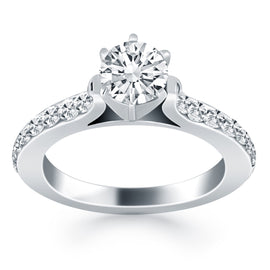 White Gold 14k Curved Shank Pave Diamonds Engagement Ring