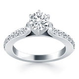 White Gold 14k Curved Shank Pave Diamonds Engagement Ring