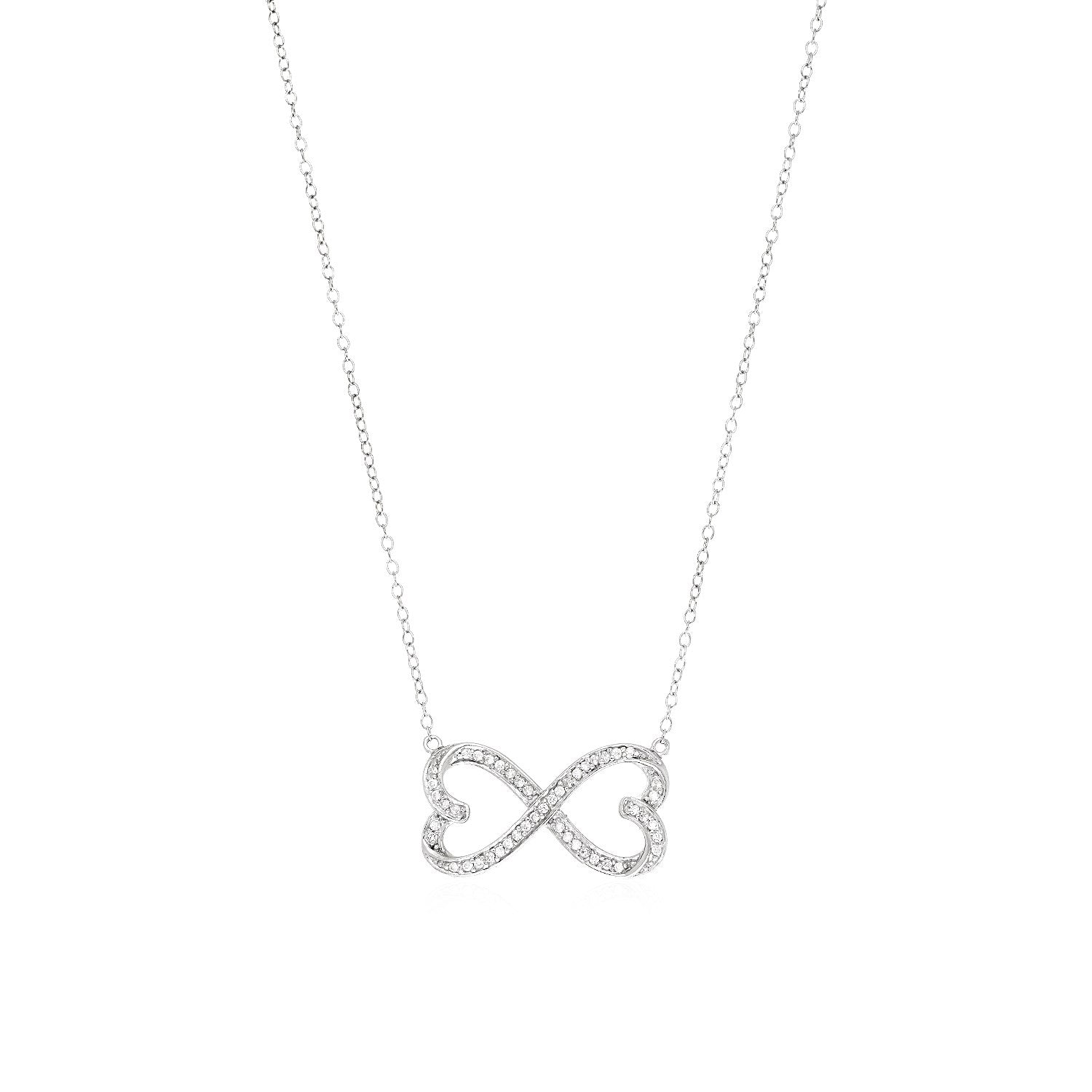 Sterling Silver Double Heart Infinity Women's Necklaces with Cubic Zirconia