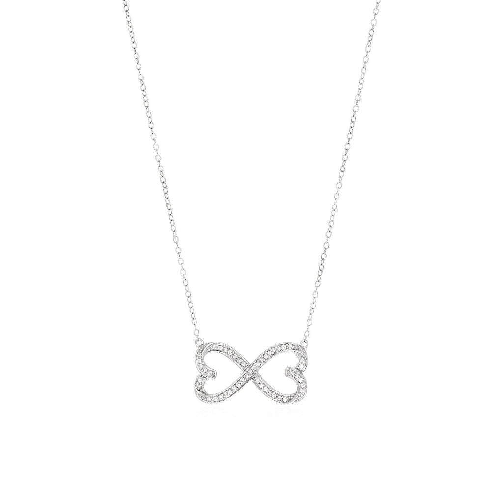 Sterling Silver Double Heart Infinity Women's Necklaces with Cubic Zirconia