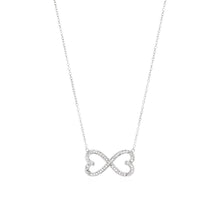 Load image into Gallery viewer, Sterling Silver Double Heart Infinity Women&#39;s Necklaces with Cubic Zirconia