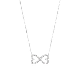Sterling Silver Double Heart Infinity Women's Necklaces with Cubic Zirconia