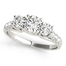 Load image into Gallery viewer, 14k White Gold Trellis Set 3 Stone Round Diamond Engagement Ring (1 1/8 cttw)