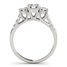 Load image into Gallery viewer, 14k White Gold Trellis Set 3 Stone Round Diamond Engagement Ring (1 1/8 cttw)