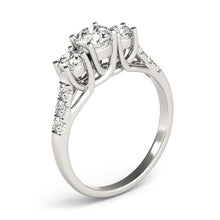 Load image into Gallery viewer, 14k White Gold Trellis Set 3 Stone Round Diamond Engagement Ring (1 1/8 cttw)