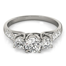 Load image into Gallery viewer, 14k White Gold Trellis Set 3 Stone Round Diamond Engagement Ring (1 1/8 cttw)