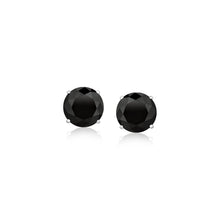 Load image into Gallery viewer, 14k White Gold Stud Earrings with Black 6mm Faceted Cubic Zirconia