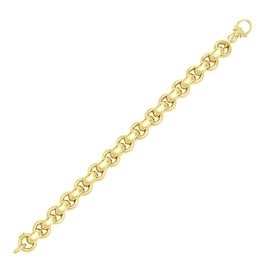 Yellow Gold 14k Thick Smooth Women's Rolo Style Bracelet