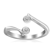 Load image into Gallery viewer, Sterling Silver Rhodium Finished Open Style Cubic Zirconia Accented Toe Ring
