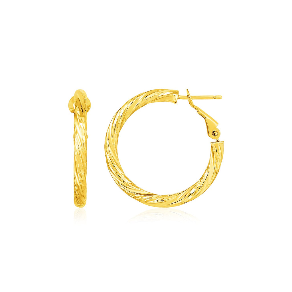 Yellow Gold 14k Petite Twisted Round Hoop Earrings with Snap Lock
