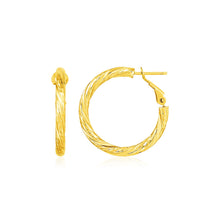 Load image into Gallery viewer, Yellow Gold 14k Petite Twisted Round Hoop Earrings with Snap Lock