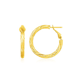 Yellow Gold 14k Petite Twisted Round Hoop Earrings with Snap Lock
