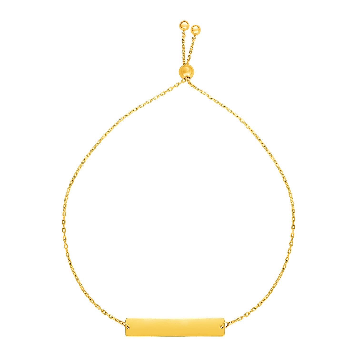 Yellow Gold 14k Women's Adjustable Bracelet with Shiny Bar