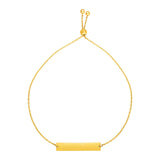 Yellow Gold 14k Women's Adjustable Bracelet with Shiny Bar