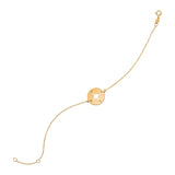 Yellow Gold 14k 7 inch Women's Fancy Bracelet with Compass