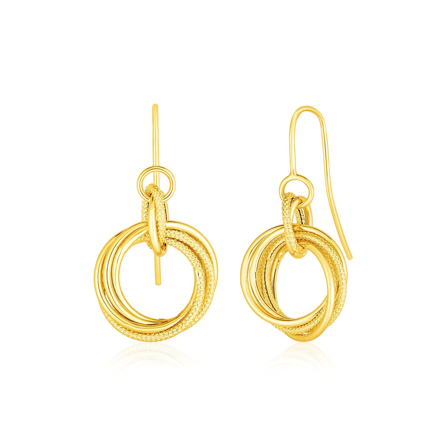 Yellow Gold 14k Dangling Earrings with Interlocking Circle